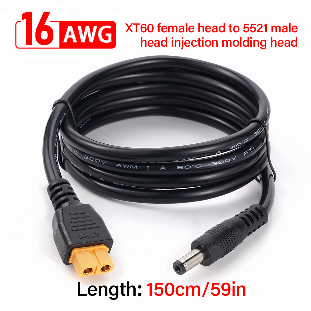 Ipex Connector - XT60-Buchse auf DC5521-Stecker, Stromkabel-Adapter, 16 AWG,